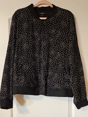 torrid Black Bomber Jacket with White Dot Print